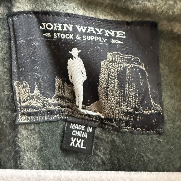 John Wayne MenS Green Plaid Fleece Quarter Zip Sweater Ranch Chore Cowboy XXL - Picture 5 of 5